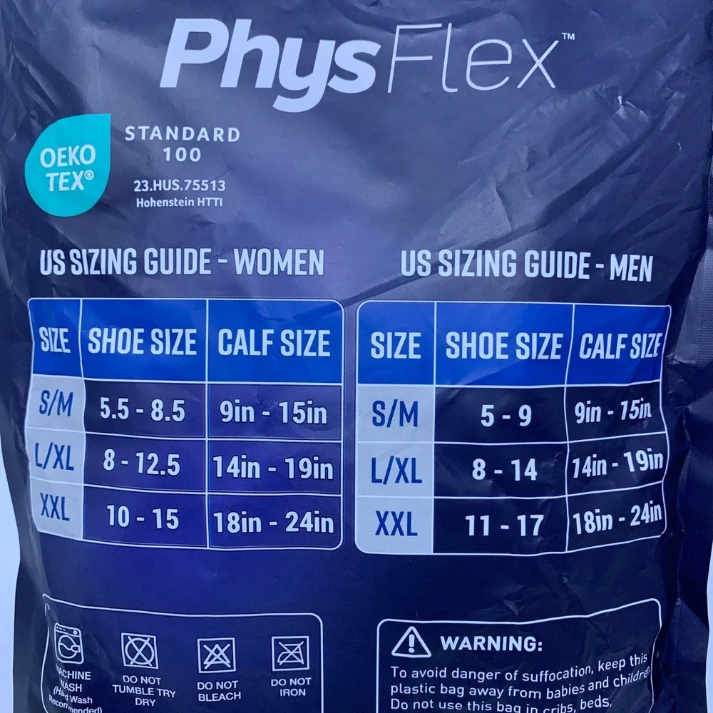 PhysFlex Unisex L/XL Black 20-30mmHg Targeted Support Compression Socks